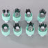 Hand Press Fruit and Vegetable Cookie Cutter 8-Piece Set, Food Shape Molds—Cyan