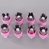 Hand Press Fruit and Vegetable Cookie Cutter 8-Piece Set, Food Shape Molds—Purple