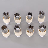 Hand Press Fruit and Vegetable Cookie Cutter 8-Piece Set, Food Shape Molds—White
