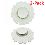 Sunflower Silicone Sink Filter Mat 2-Pack, Anti-Clog Hair, Odor-Proof Drain Cover for Kitchen and Bathroom—White