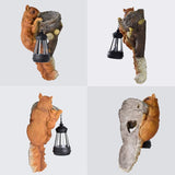 Retro Squirrel Lantern Solar-Powered Outdoor Wall Light, Solar-Powered with Light Sensor, Outdoor Garden and Courtyard Wall Decor, Balcony and Tree-Mounted Ambiance Night Light, Courtyard Statue and Ornament