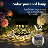 Solar-Powered Wrought Iron Mandala Pattern Openwork Projection Light, Courtyard and Garden Mood Light, Outdoor Waterproof Wrought Iron Garden Light, Lawn Night Light - 2-Pack