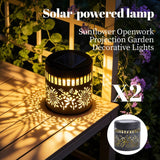 Solar-Powered Wrought Iron Sunflower-Patterned Openwork Projection Light, Courtyard and Garden Mood Light, Outdoor Waterproof Wrought Iron Garden Light, Lawn Night Light - 2-Pack