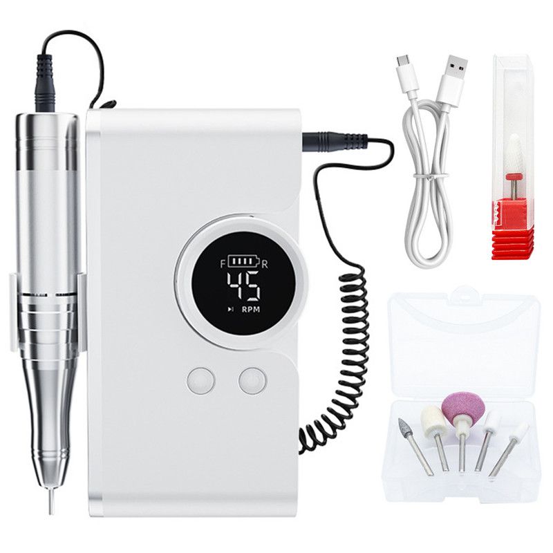 Portable Nail Drill Machine – 45,000 RPM Electric Nail File & Buffer for Acrylic Gel Nails