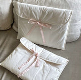 1PC Ballet Pink Bow Quilted Laptop & Tablet Sleeve – Fits 13–14 inch – White