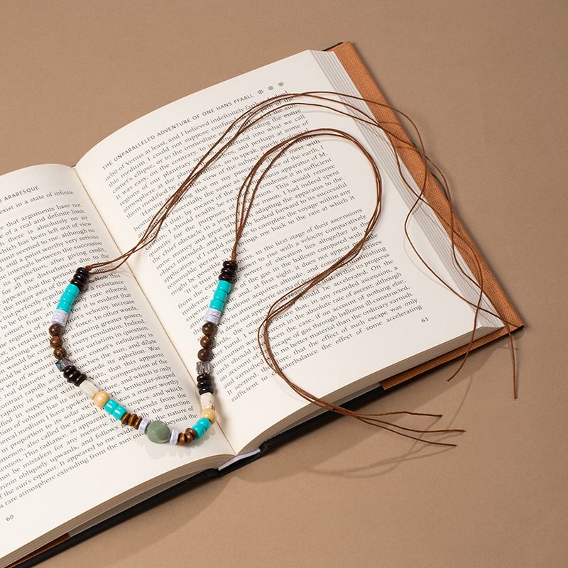 Tribal Multicolor Stone Bead Thin Waist Belt Adjustable Drawstring Fringe Boho Macrame Dress Sash