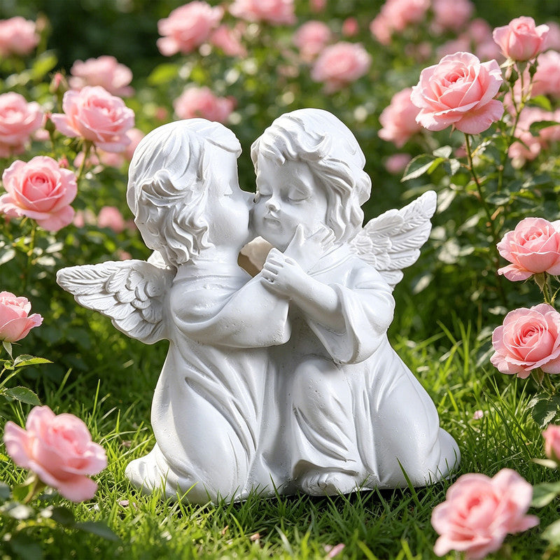 Angel Boy & Girl Hugging Figurine, Resin Romantic Decor