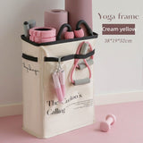 Yoga Mat Storage Basket – Fitness Equipment & Sports Gear Organizer – Cream Yellow