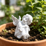 Thinking Angel Figurine Right, Resin Mini Sculpture Home Accent