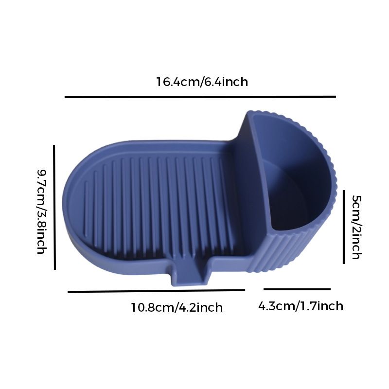 Silicone Soap Dish – Universal Non-Slip Soap Holder Tray for Handmade Soap – Dark Blue