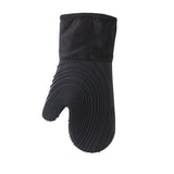 Heat Resistant Silicone Oven Mitts Non Slip Double Layer Cooking Baking Gloves For Kitchen BBQ-Black