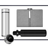 Luxury Corporate Gift Set Temperature Display Bottle Auto Umbrella Notebook, Premium Business Office Gift Hamper, All Weather Practical Employee Client Present-gray