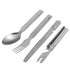 4 Piece Stainless Steel Camping Cutlery Set Spoon Fork Knife Bottle Opener, Portable Travel Outdoor Utensil Kit, Reusable Lightweight Hiking Picnic Tableware