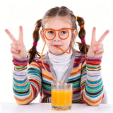 5-Pack Round Glasses-Shaped Straw, PETG, Food-Grade, Odorless, Reusable, Cute & Funny Novelty Straw