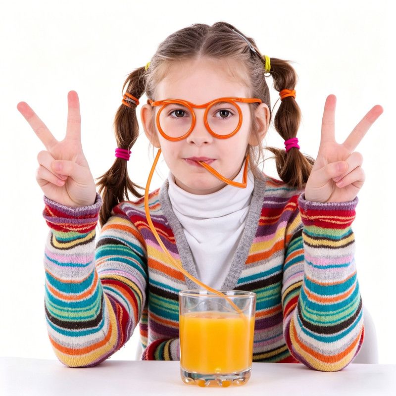 5-Pack Round Glasses-Shaped Straw, PETG, Food-Grade, Odorless, Reusable, Cute & Funny Novelty Straw