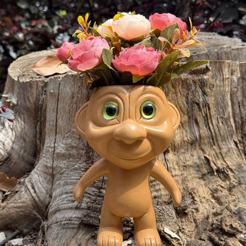 Big Eye Elf Flower Pot – Desktop Bonsai Decorative Ornament for Home Office Garden