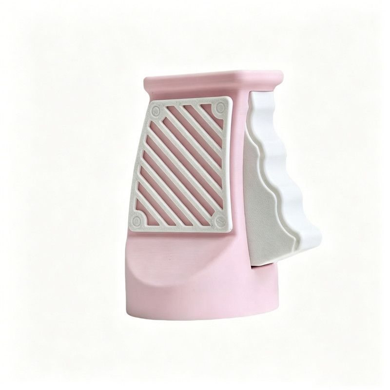 3D printed desktop ornament of a one-handed can opener, for beverages.Pink