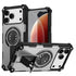 Armor Heavy Duty Magnetic Rotating Ring Kickstand Phone Case For iPhone 13 Pro, Anti-Drop Protective Cover In Silver