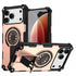 Armor Heavy Duty Magnetic Rotating Ring Kickstand Phone Case For iPhone 15, Anti-Drop Protective Cover In RoseGold