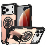 Armor Heavy Duty Magnetic Rotating Ring Kickstand Phone Case For iPhone 17 Plus, Anti-Drop Protective Cover In RoseGold