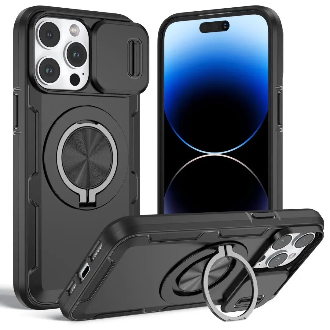 Red Warrior 2-in-1 Magnetic Sliding Lens Case black for iPhone 14 Pro Max