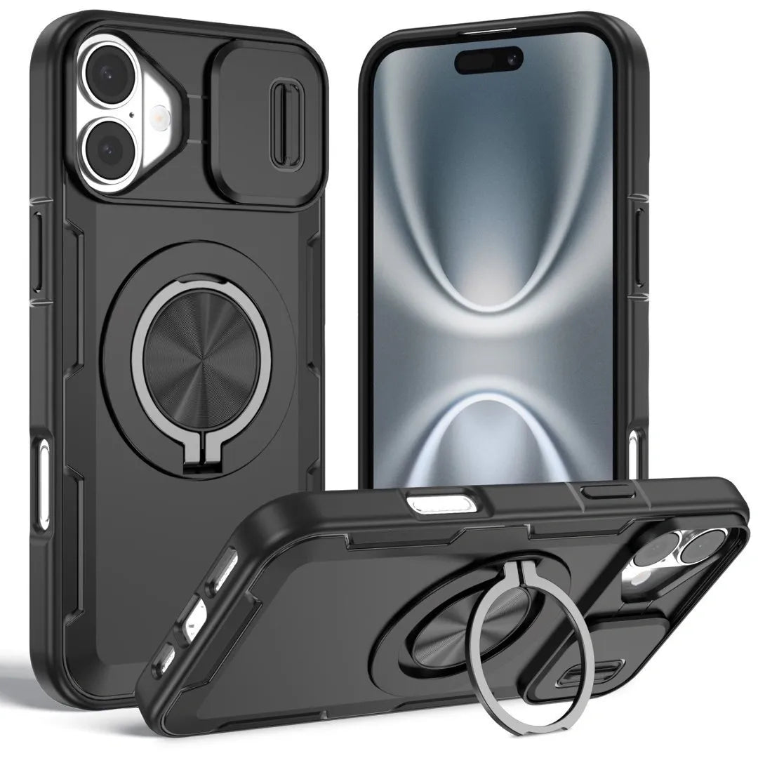 Red Warrior 2-in-1 Magnetic Sliding Lens Case black for iPhone 17