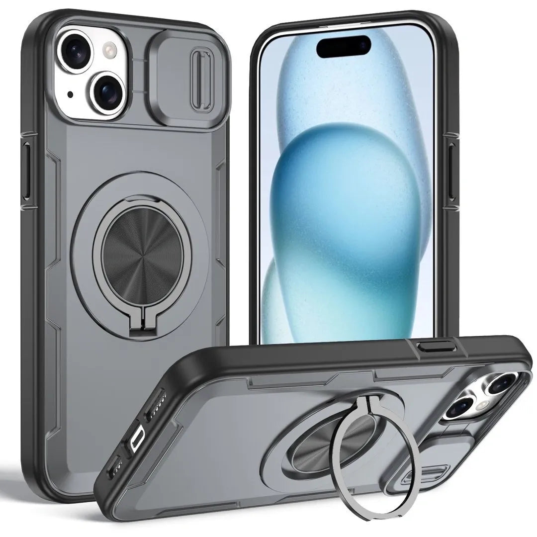 Red Warrior 2-in-1 Magnetic Sliding Lens Case grey for iPhone 15 Plus