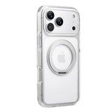 Clear MagSafe iPhone 17 Pro Case with 360° Rotating Ring Stand - Silver Edition
