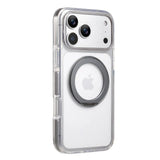 Clear MagSafe iPhone 17 Pro Max Case with 360° Rotating Ring Stand - Grey Edition