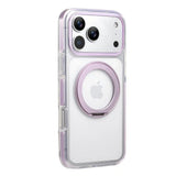 Clear MagSafe iPhone 17 Pro Case with 360° Rotating Ring Stand - Purple Edition