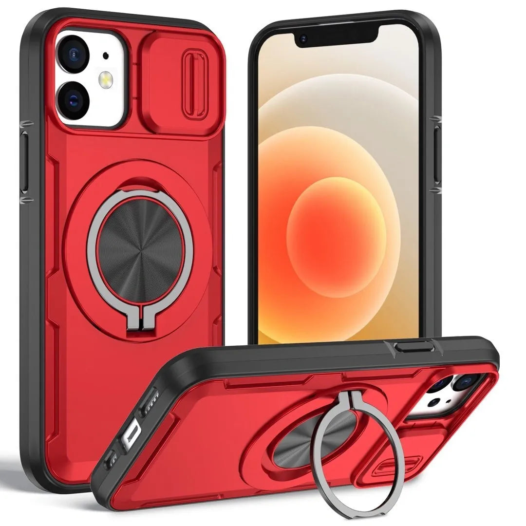 Red Warrior 2-in-1 Magnetic Sliding Lens Case Red for iPhone 12