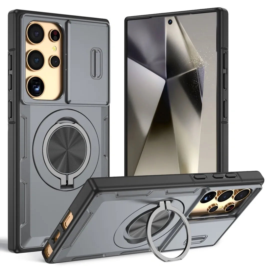 2-in-1 Magnetic Sliding Lens Case, Grey for Samsung S25Ultra