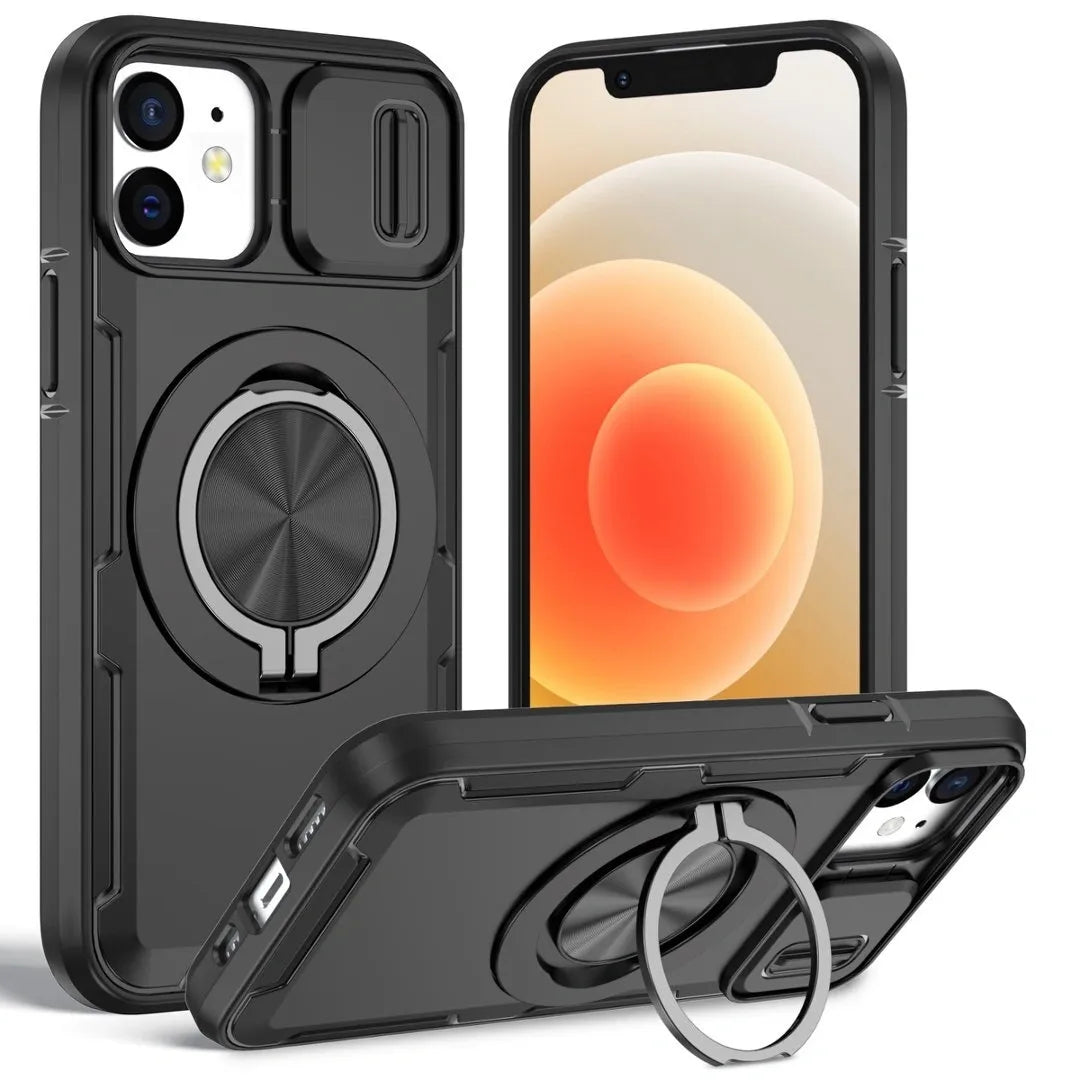 Red Warrior 2-in-1 Magnetic Sliding Lens Case black for iPhone 12