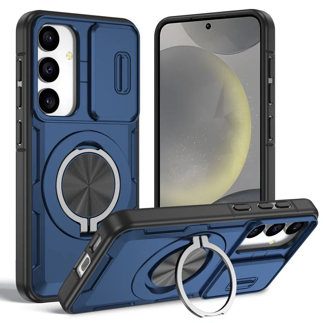 2-in-1 Magnetic Sliding Lens Case, Blue for  Samsung S24