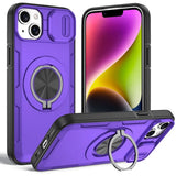 Red Warrior 2-in-1 Magnetic Sliding Lens Case Purple for iPhone 14 Plus