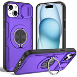 Red Warrior 2-in-1 Magnetic Sliding Lens Case Purple for iPhone 15 Plus