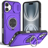 Red Warrior 2-in-1 Magnetic Sliding Lens Case Purple for iPhone 16 Plus