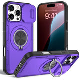 2-in-1 Magnetic Sliding Lens Case, Purple for iPhone 16 Pro Max
