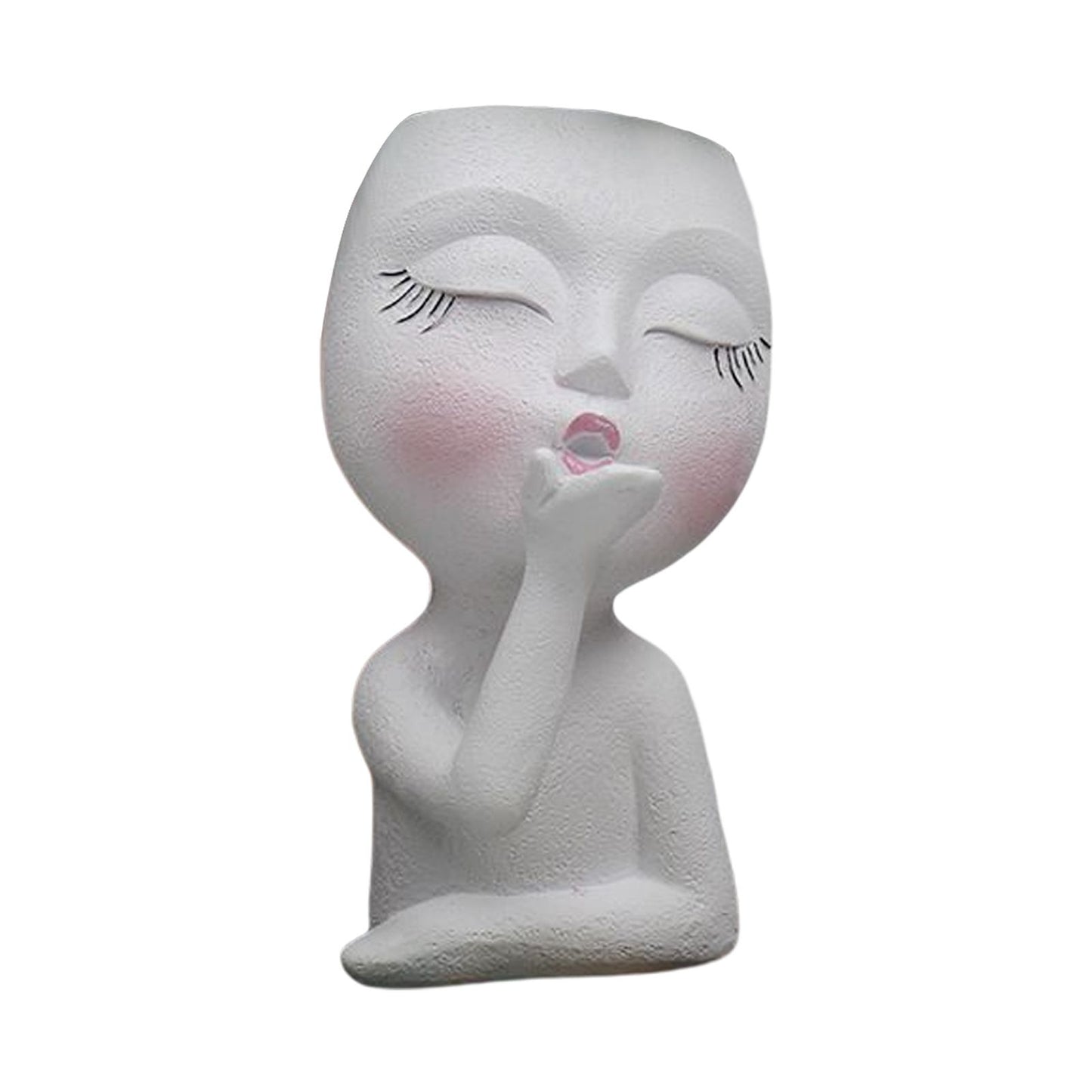 Sculpture Flower Pot Resin Portrait Flying Kiss Flower Pot Planter Pot Closed Eye Flower Pot