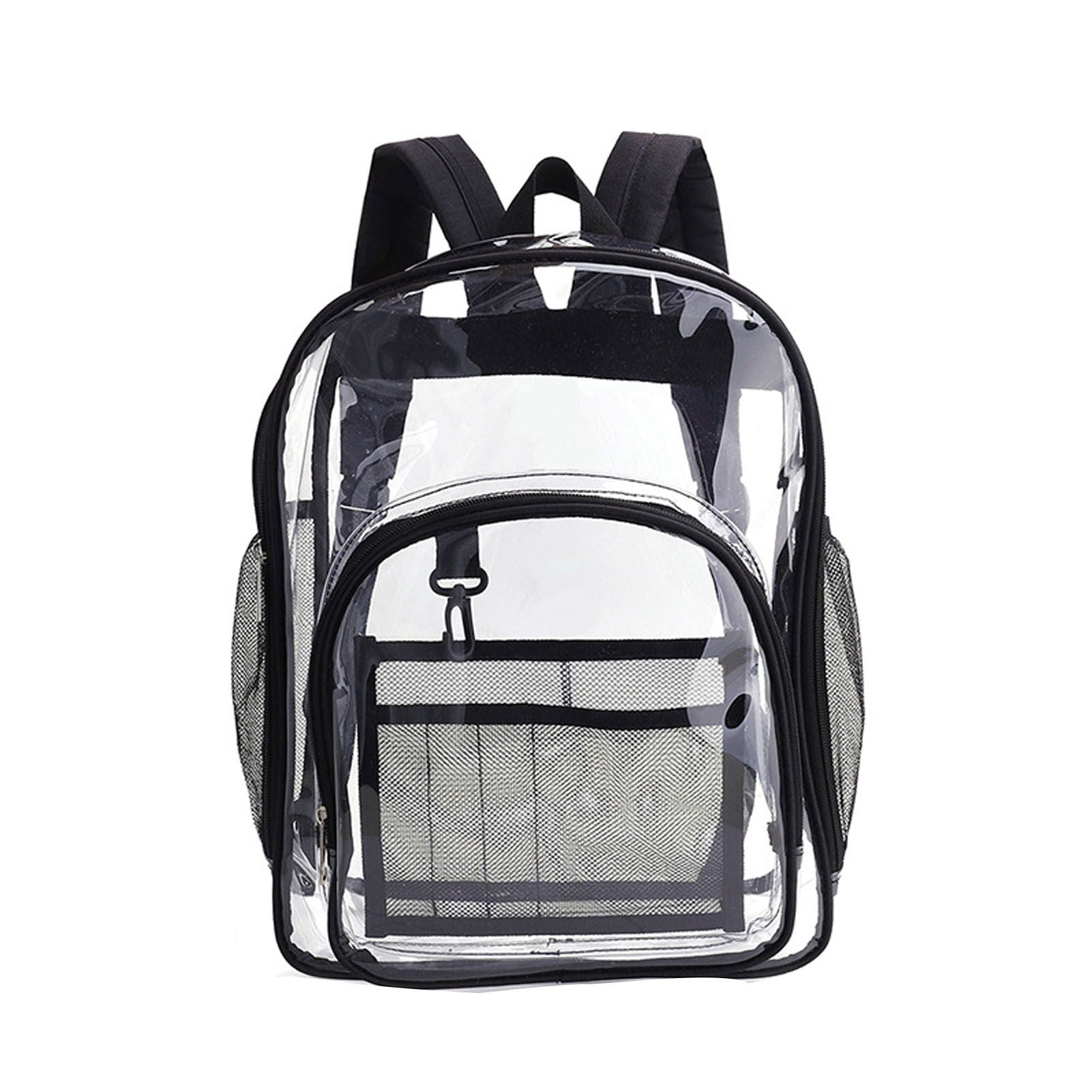 Laptop Backpack School Bags Black Transparent PVC Waterproof Large Capacity for School College Student 36x28x12cm