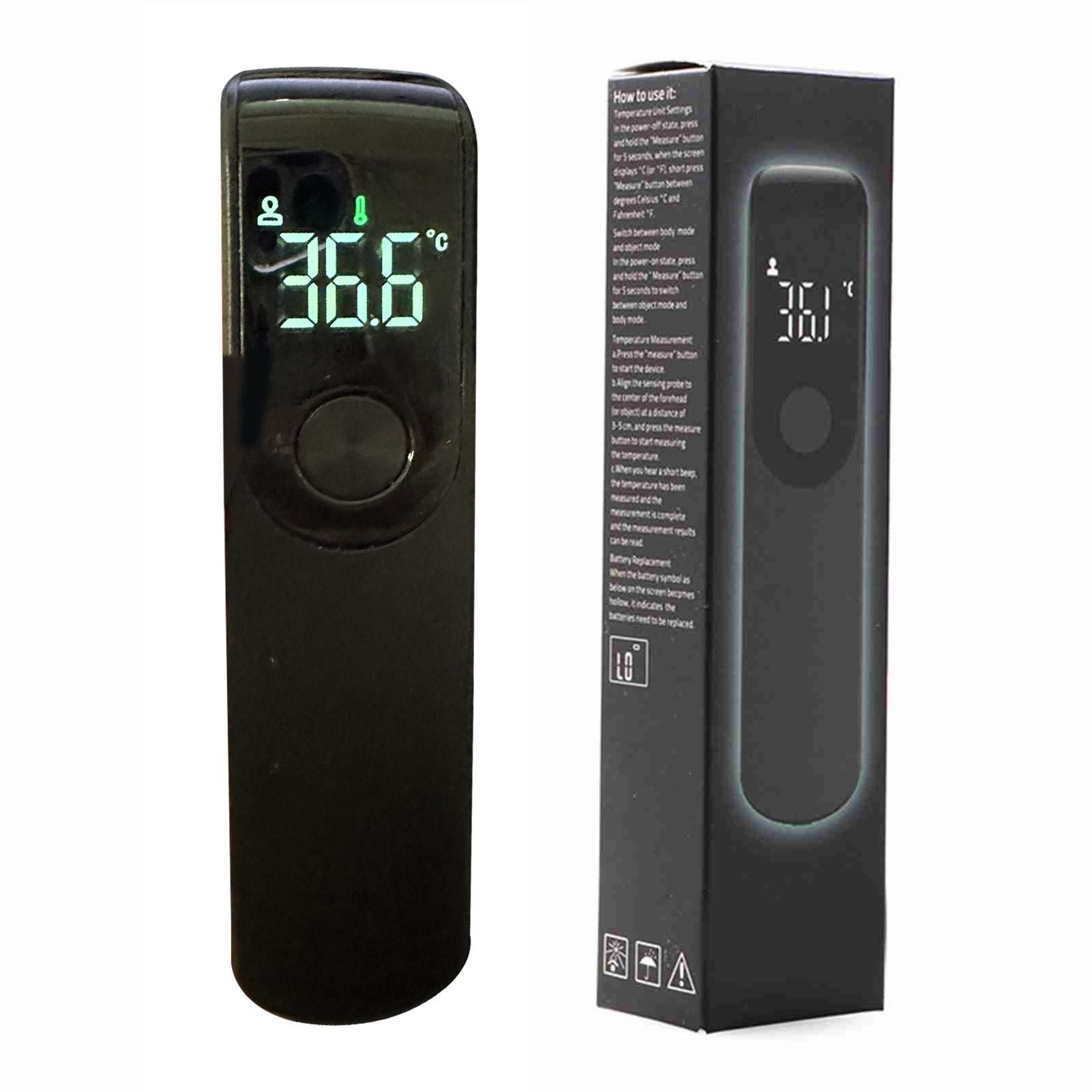 Forehead Thermometer Black Mini Portable Contactless Infrared Handheld Electronic Thermometer for Home