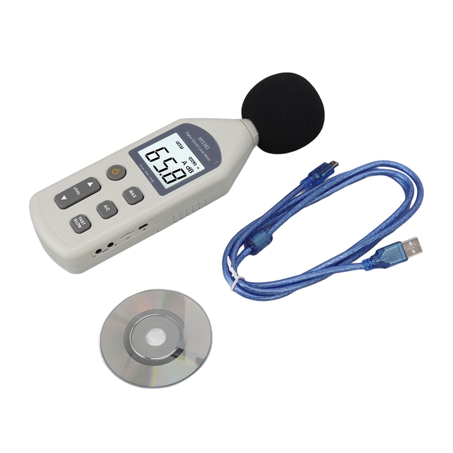 Decibel Meter High Accuracy LCD Screen 30 to 130dBA 5V USB Noise Detector with Backlight for Hospitals Shopping Malls