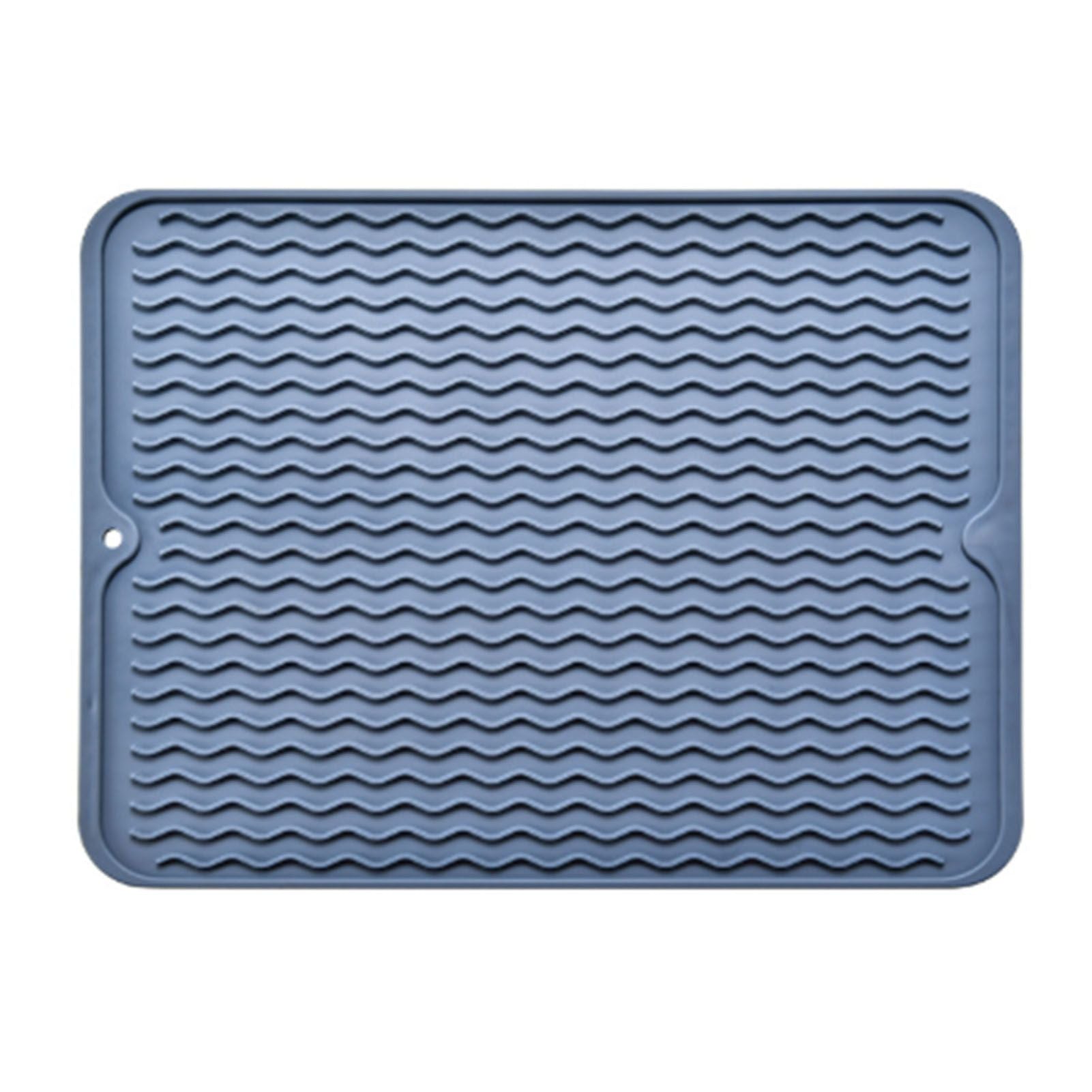 Table Insulating Rubber Mat Anti Slip Waterproof Heat Resistant Dish Drying Placemat for Kitchen Blue