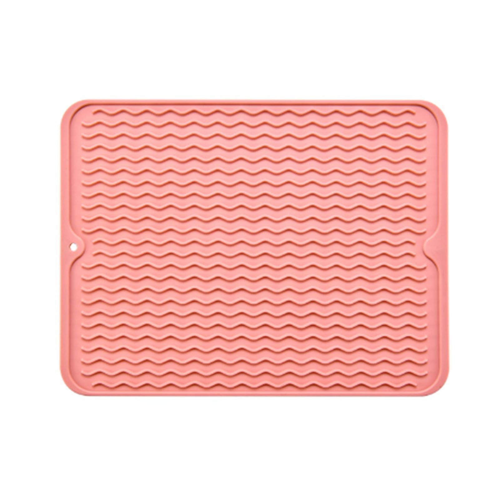 Table Insulating Rubber Mat Anti Slip Waterproof Heat Resistant Dish Drying Placemat for Kitchen Pink