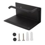 Wall Mounted Tissue Holder Toilet Tissue Bracket Bathroom Paper Roll Hanger with Phone Shelf Black