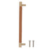 Cabinet Door Handle 224MM Hole Pitch Leather Brass Light Luxury Cupboard Bar Pull Handle for Home Wardrobe Drawer Light Brown