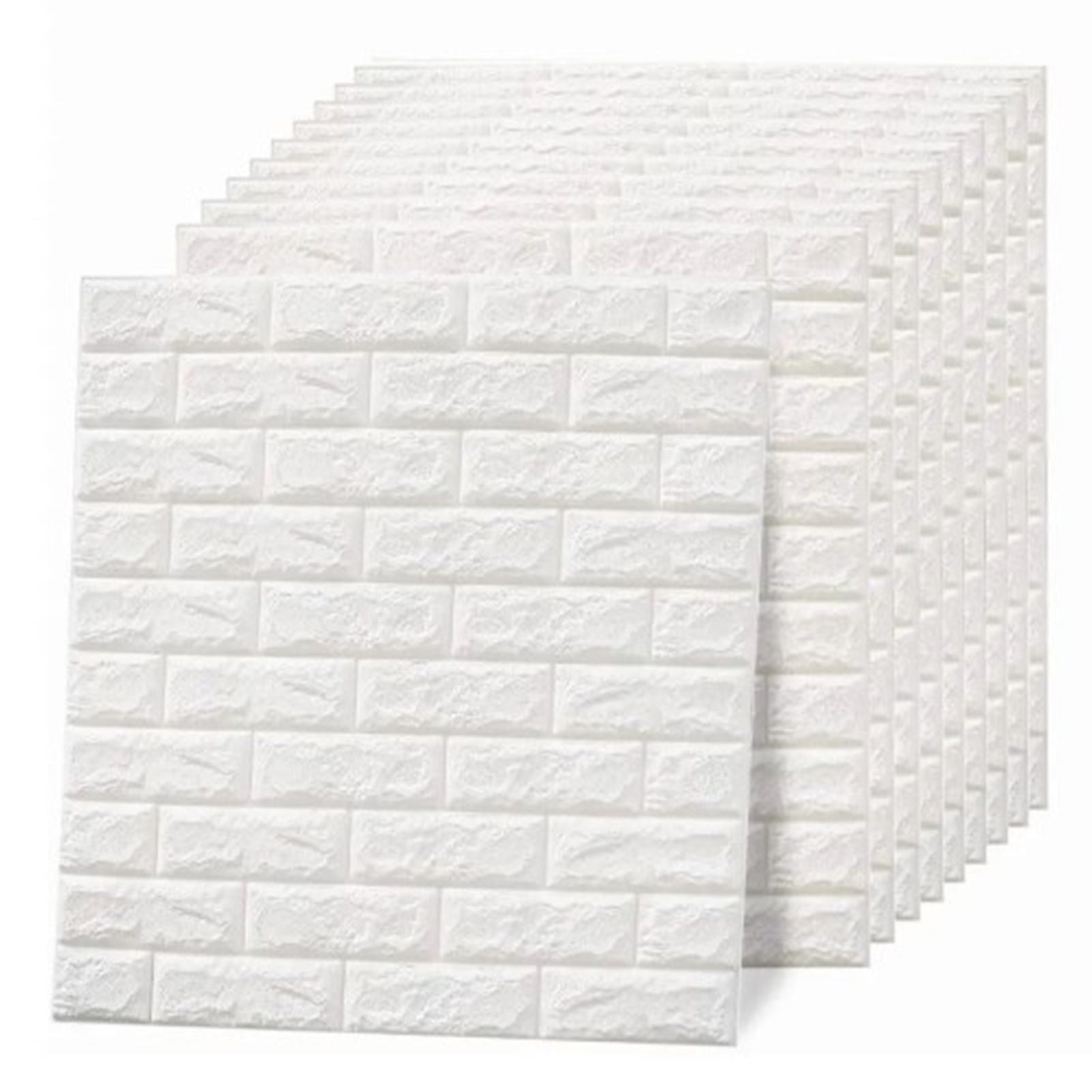 3D Wallpaper Self Adhesive Waterproof Cuttable Odorless Faux Brick Wall Panel for Living Room Bedroom White 10pcs