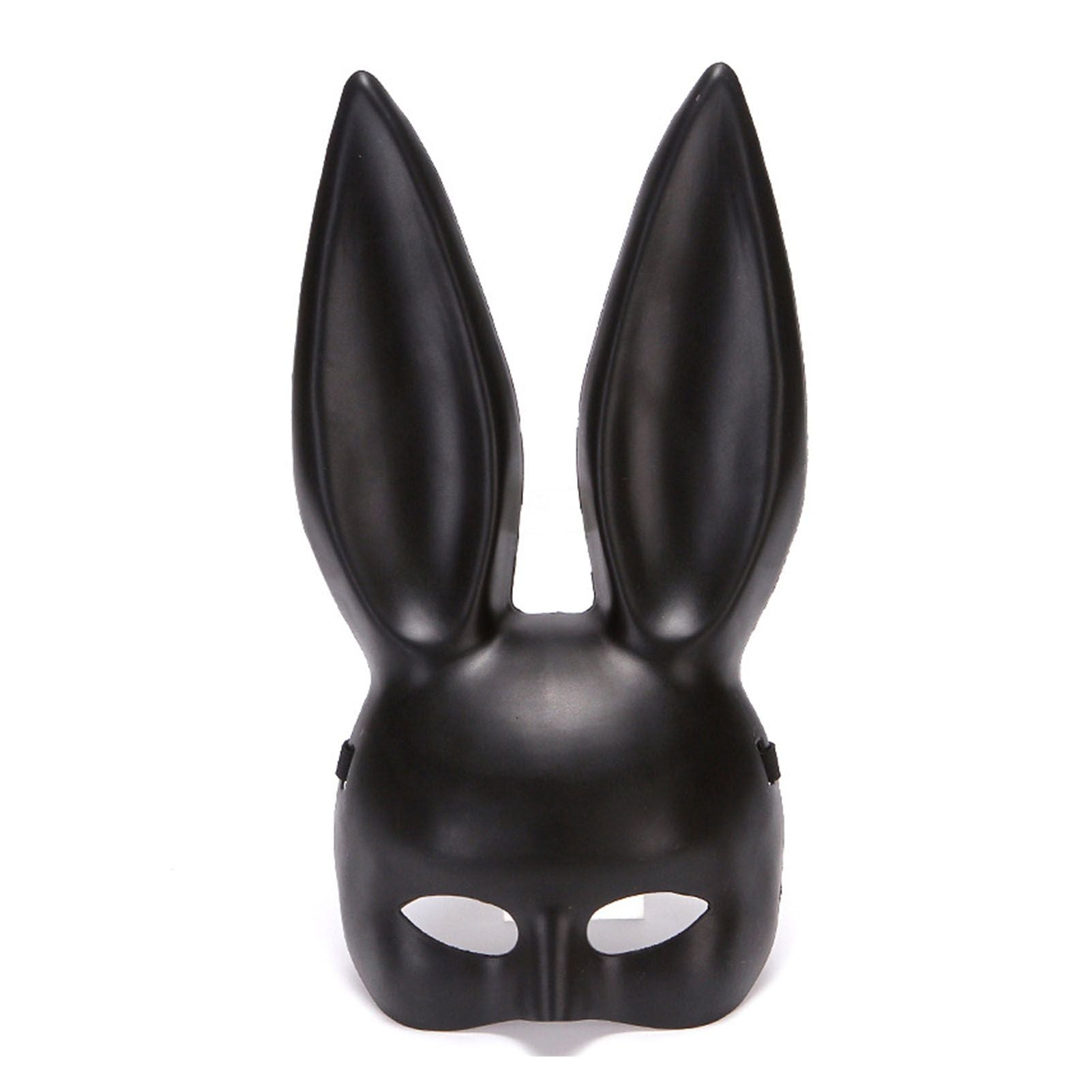 Rabbit Ears Mask Half Face Environmental Protection PVC Masquerade Mask for Parties Costume Matte Black