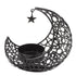 Romantic Moon Candlestick Iron Hollowed Candle Holder for Weddings Christmas Decoration Dining Coffee Table Black