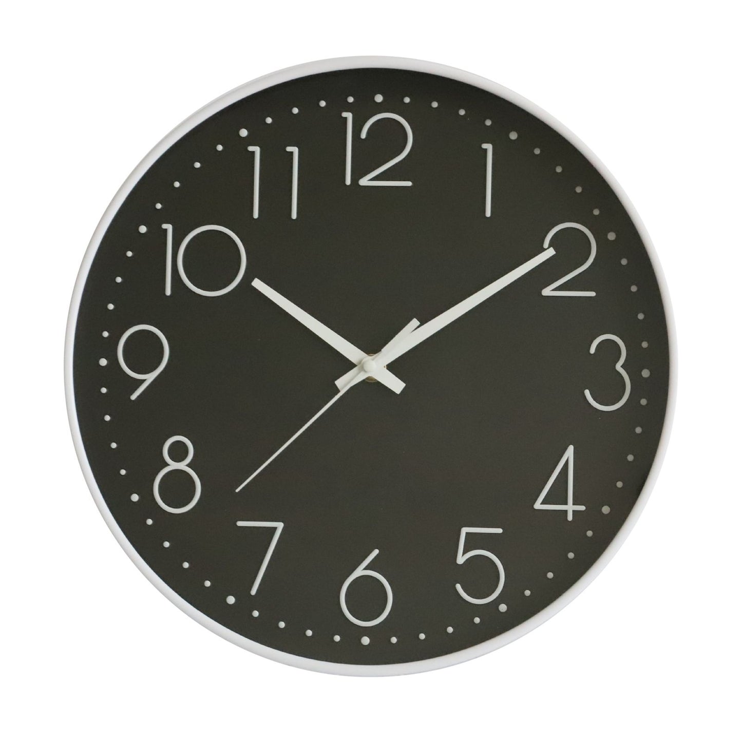 8 Inch Silent Wall Clock Non Ticking Decorative Easy to Read Round Wall Clock for Home Livingroom White Frame Black Bootom White Word